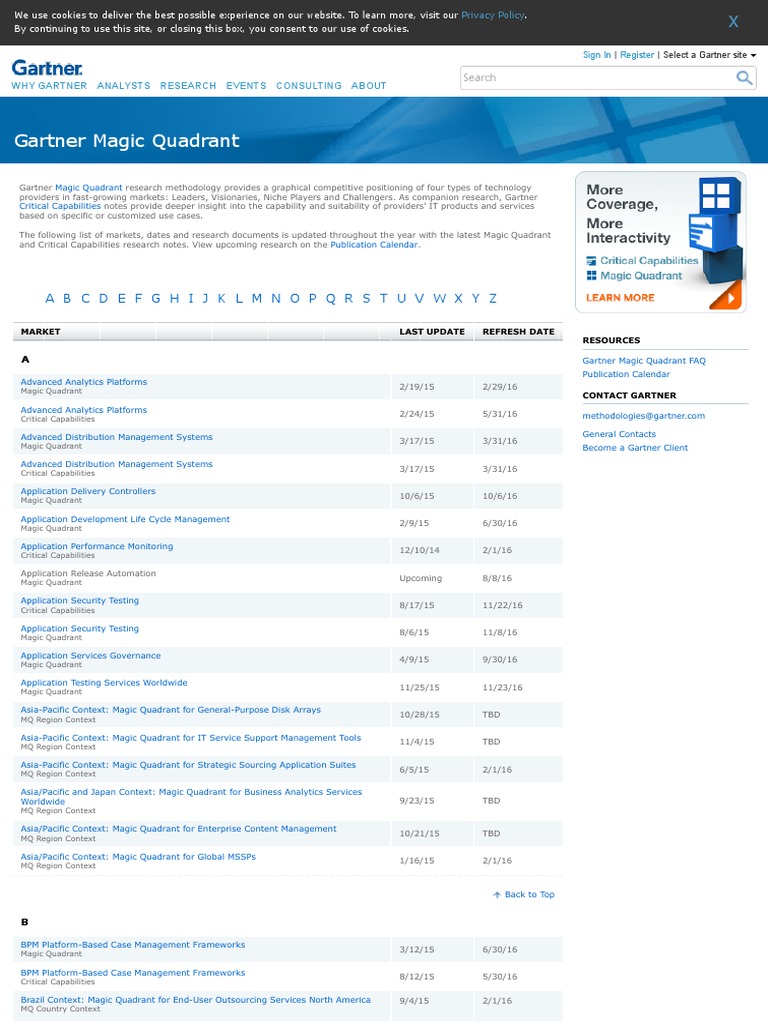 Magic Quadrants & Critical Capabilities Gartner Inc. (HTTPWWW