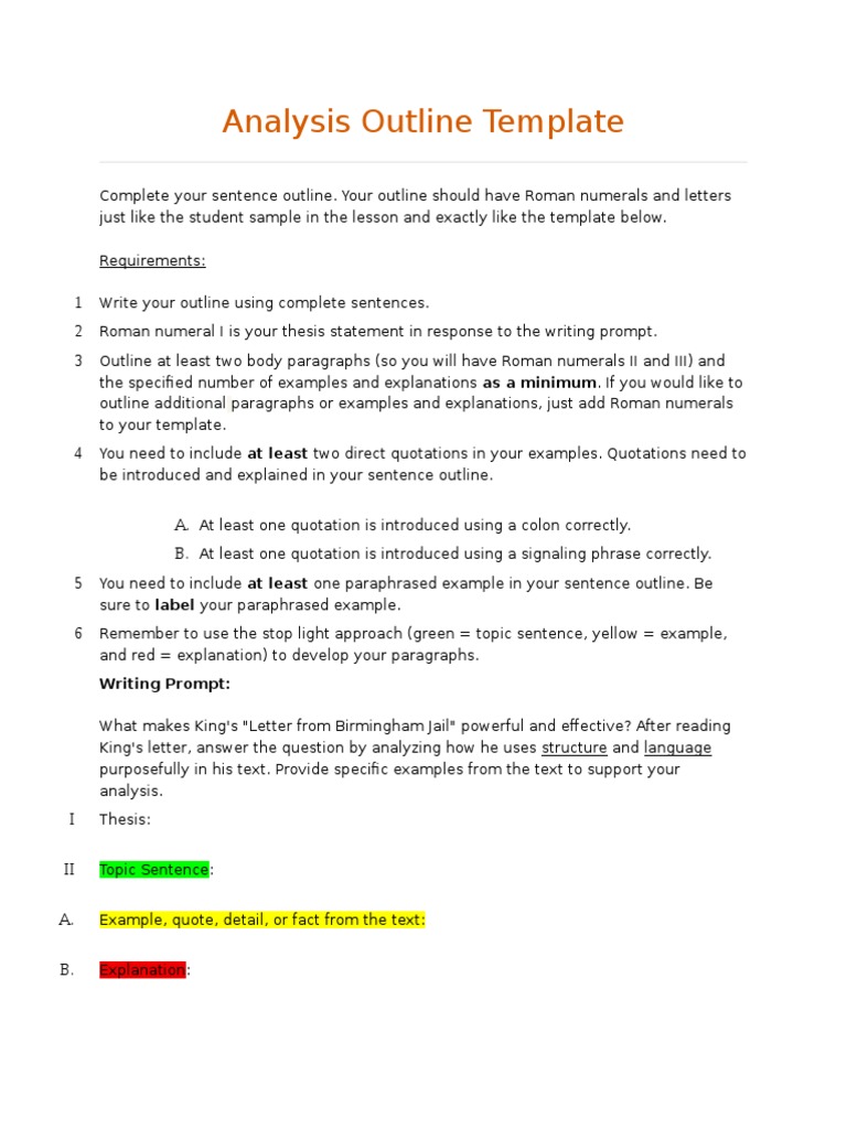 Analysis Outline Template | PDF | Foreign Language Studies