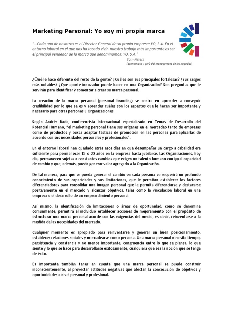 Yo Soy Mi Propia Marca | PDF | Marca | Marketing