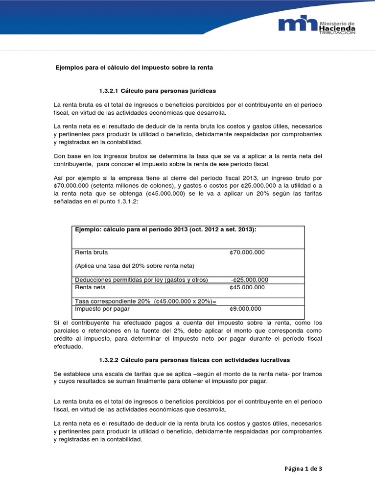 Ejemplos Renta | PDF | Impuesto sobre la renta | Impuestos