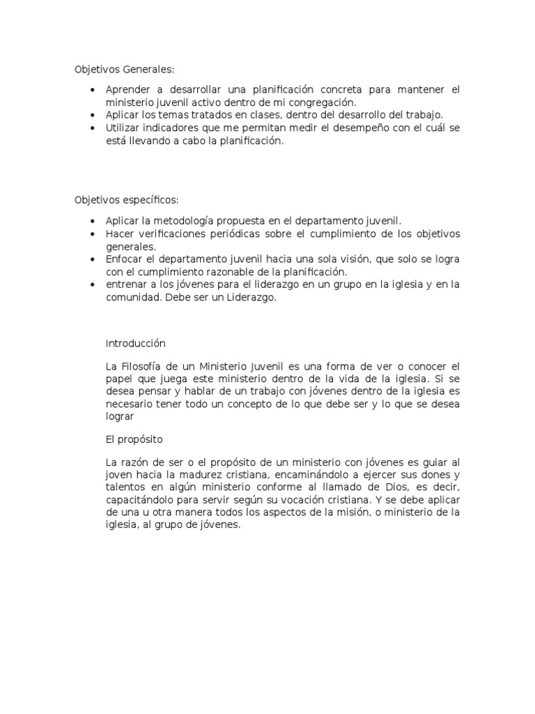 Tarea de Pastoral Juvenil | PDF | Planificación | Cognición