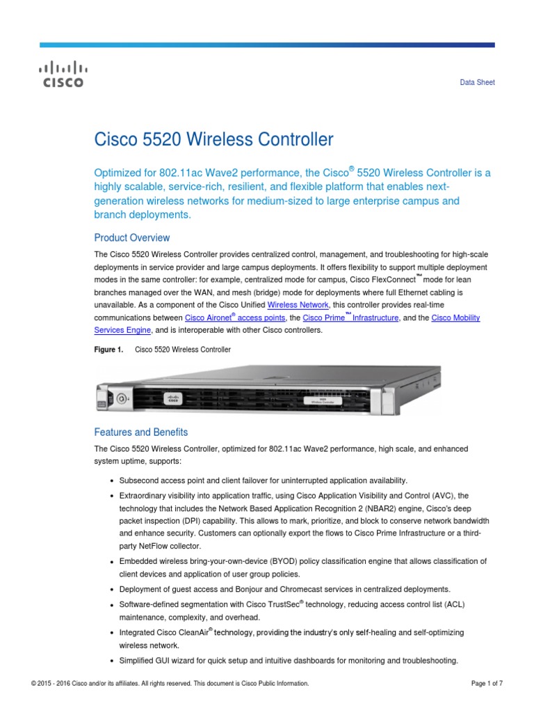 Cisco 5520 Wireless Controller Data Sheet PDF Transport Layer