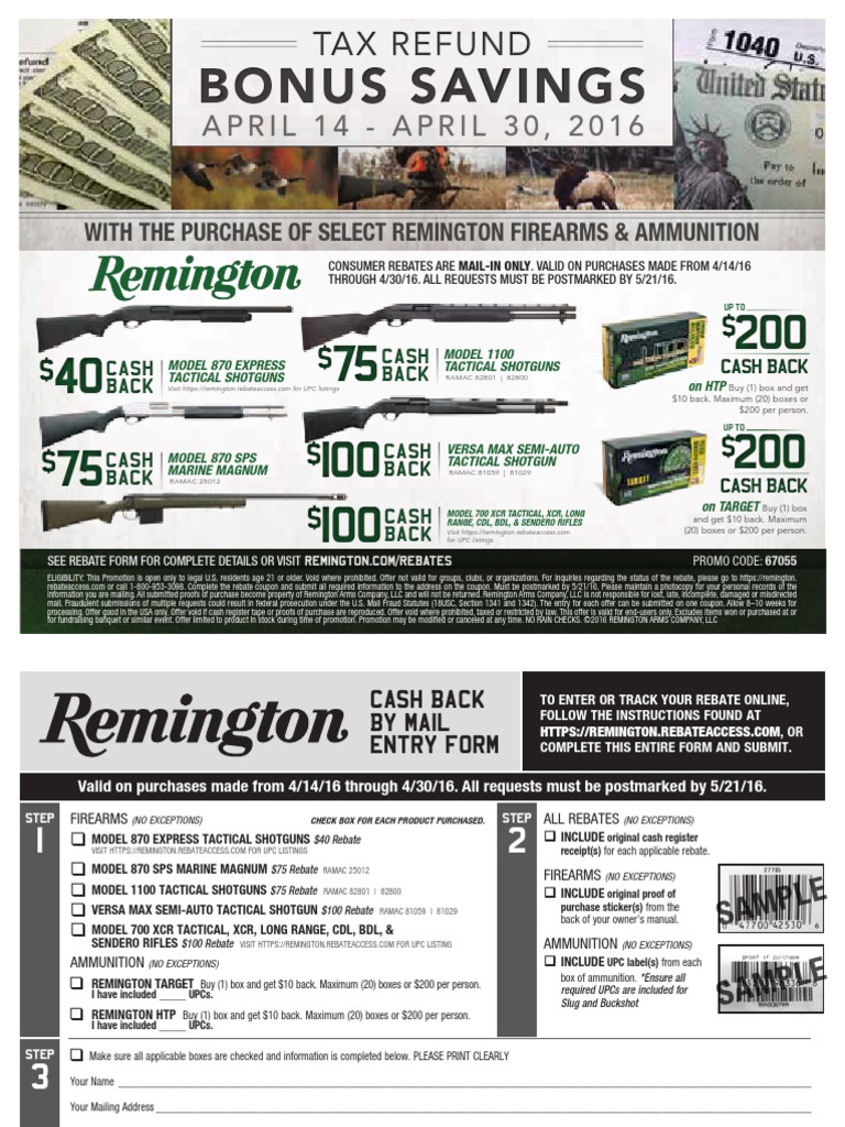 Remington April 2016 Rebate Form