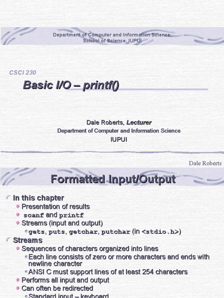 Basic I/O - Printf | PDF | Computers