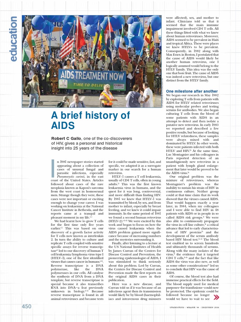 A Brief History of AIDS | PDF | Hiv/Aids | Infection