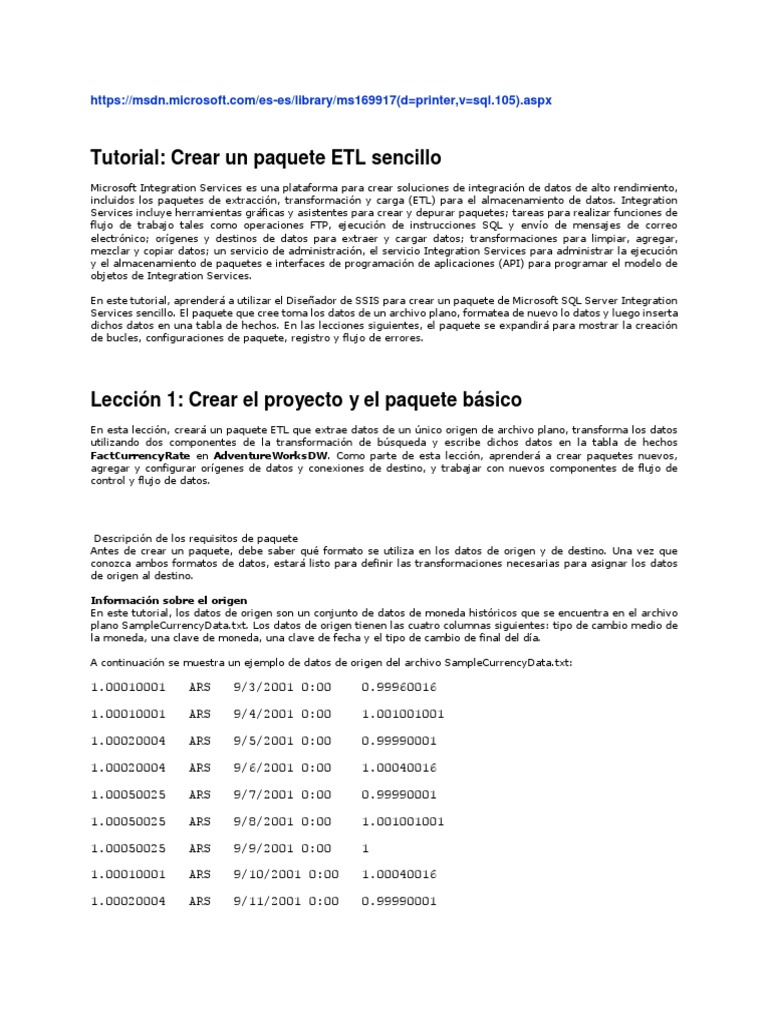 Crear un Paquete ETL en SSIS | PDF | Servidor SQL de Microsoft ...