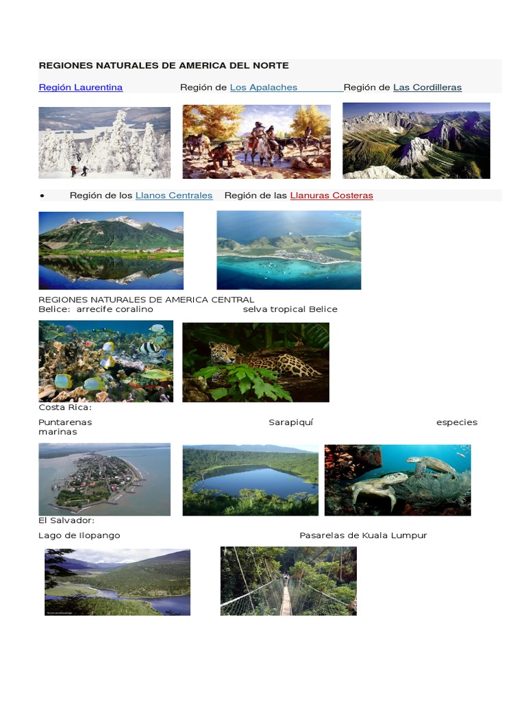 Regiones Naturales de America Del Norte | PDF | Américas | Centroamérica