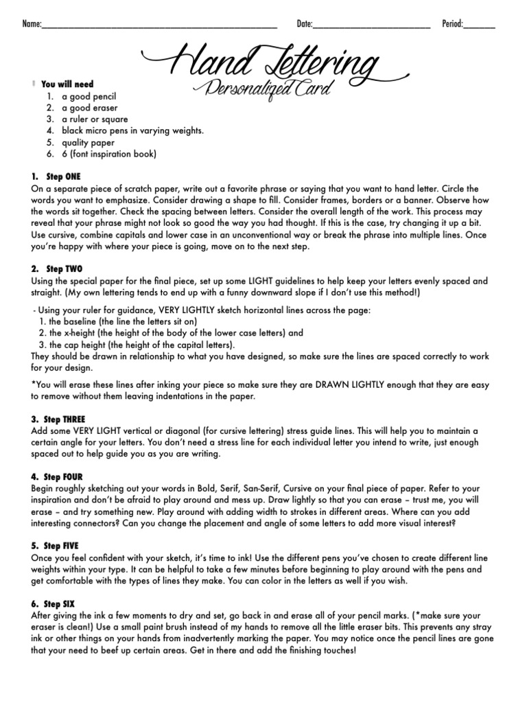 Hand Lettering Guide for Personalized Cards | PDF | Letter Case | Pencil