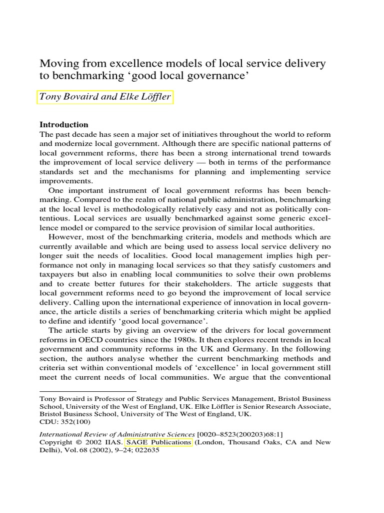 Good Local Governance - Loffler | PDF | Governance | Public Administration