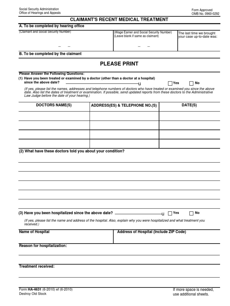 Form HA-4631 | PDF | Social Security (United States) | Social Security