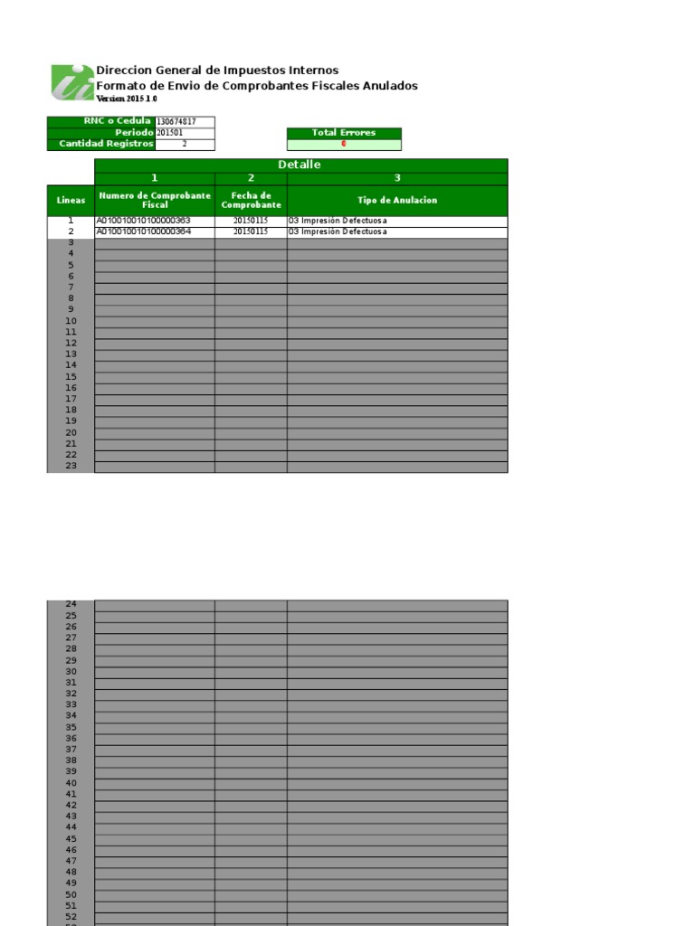 Comprobantes Fiscales Anulados 2015 | PDF