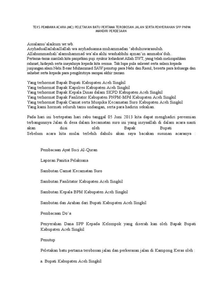 Teks Pembawa Acara Pdf