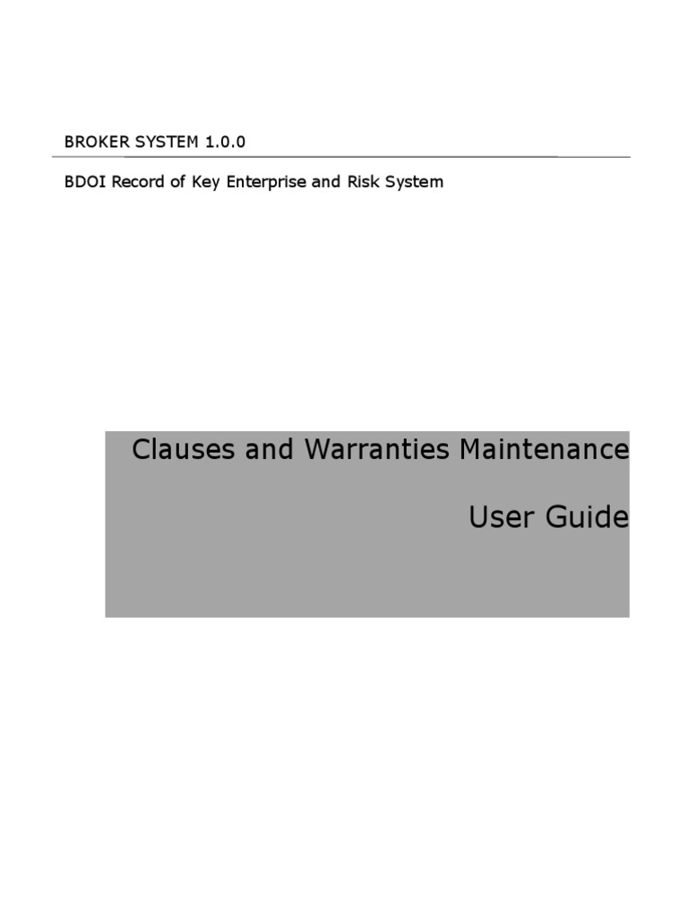 Clauses and Warranties Maintenance v2 PDF Insurance Areas Of