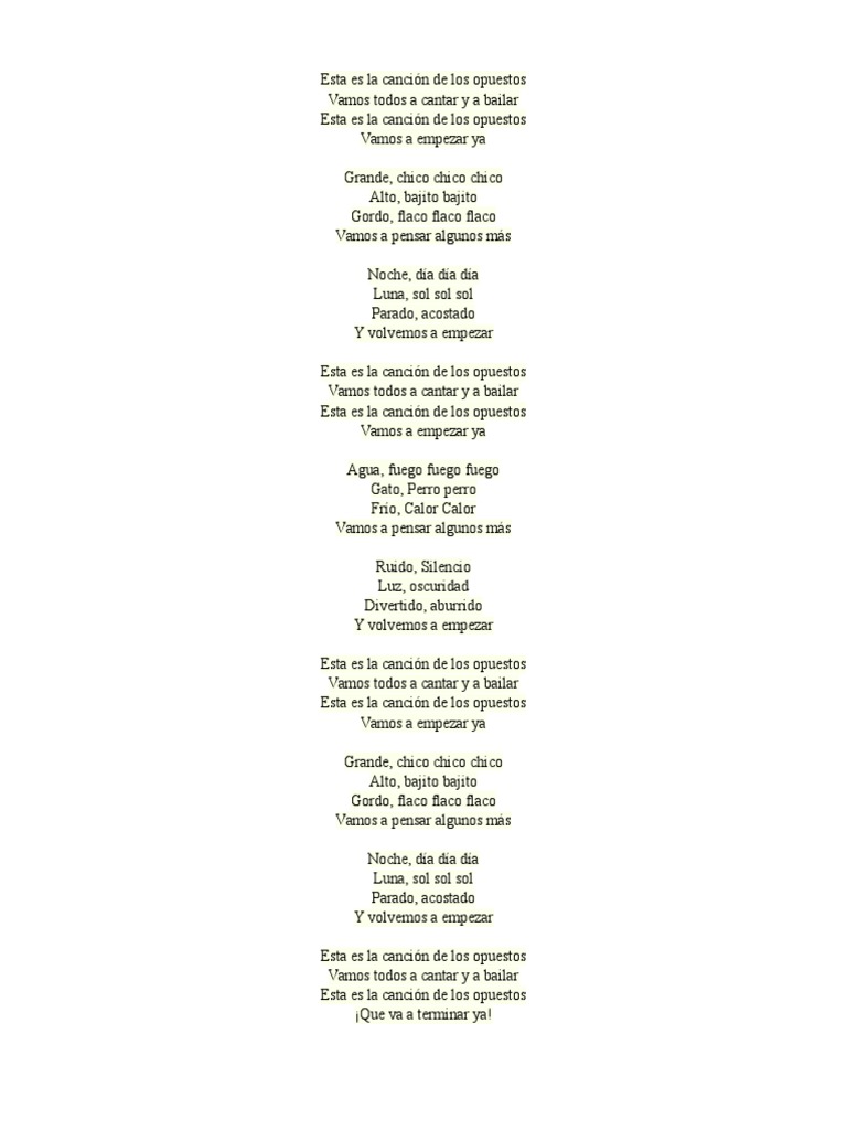 Esta Es La Canción Los Opuestos | PDF