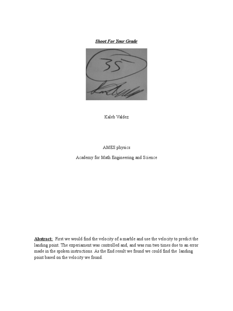 Shoot For Your Grade PDF Equations Of Motion Velocity