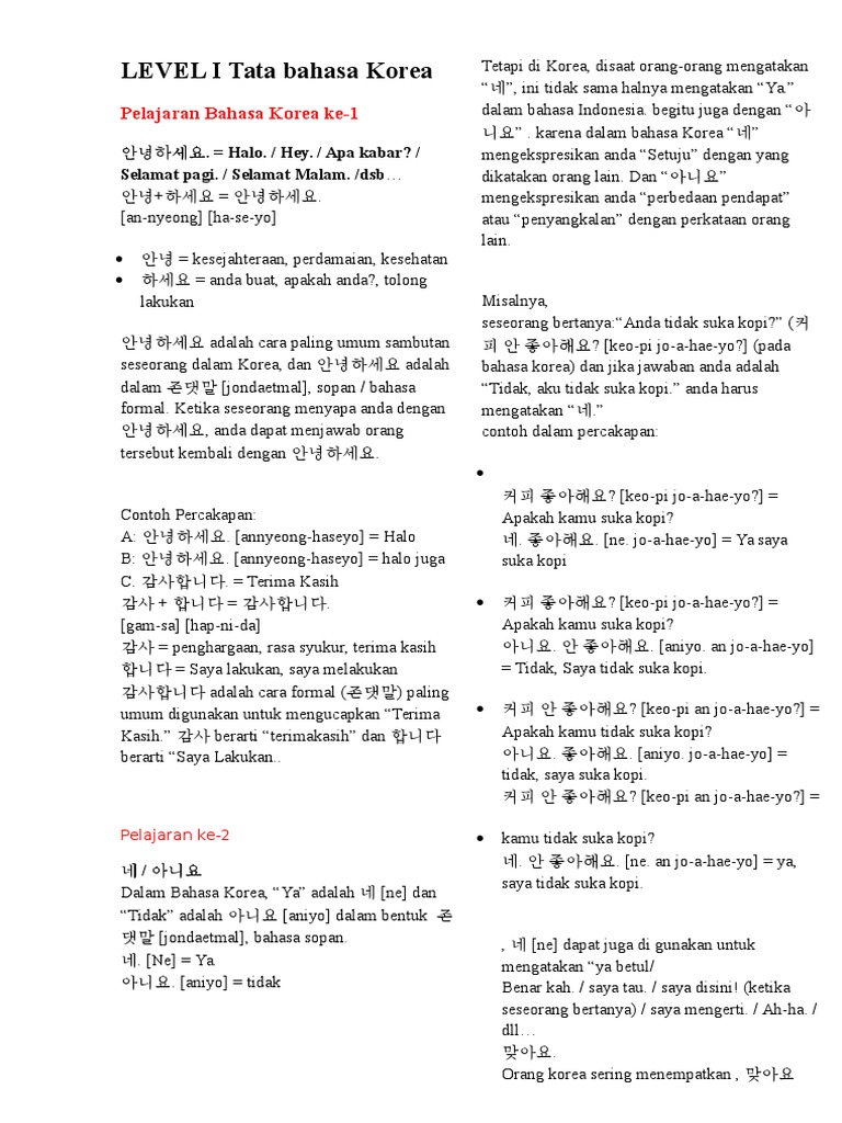 Belajar Bahasa Korea Dasar PDF