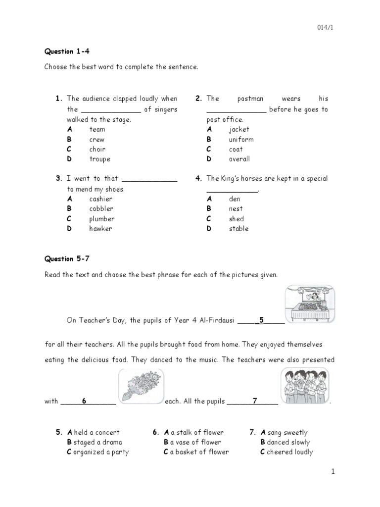 Ujian Ogos Bahasa Inggeris Tahun 4  PDF  Nature