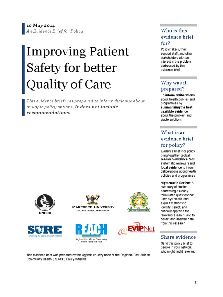 Patient Safety Policy Evidence Brief | PDF | Patient Safety | Nursing