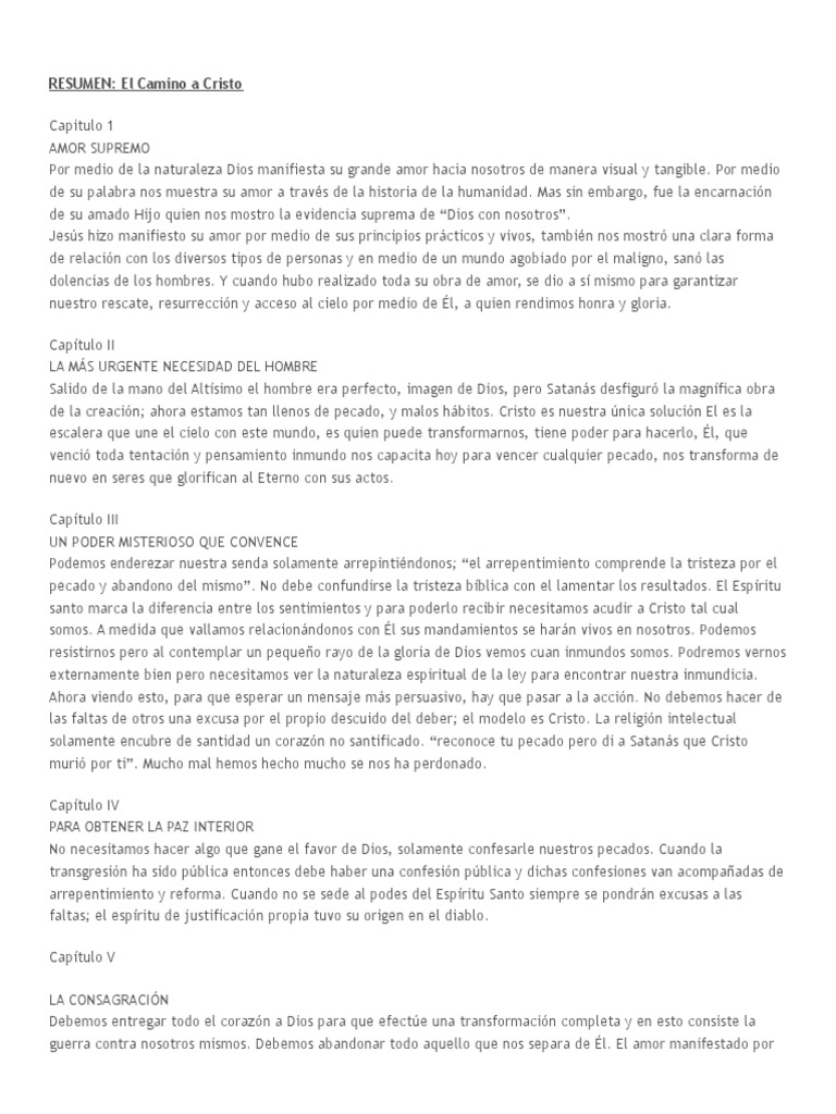 Resumen de "El Camino a Cristo" | PDF | Cristo (título) | Pecado
