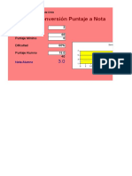 Tabla de Conversión de Puntaje A Nota