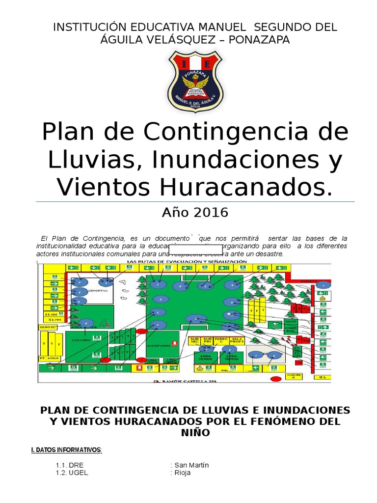 PLAN DE CONTINGENCIA LUVIAS E INUNDACIONESPONAZAPA Plan de estudios