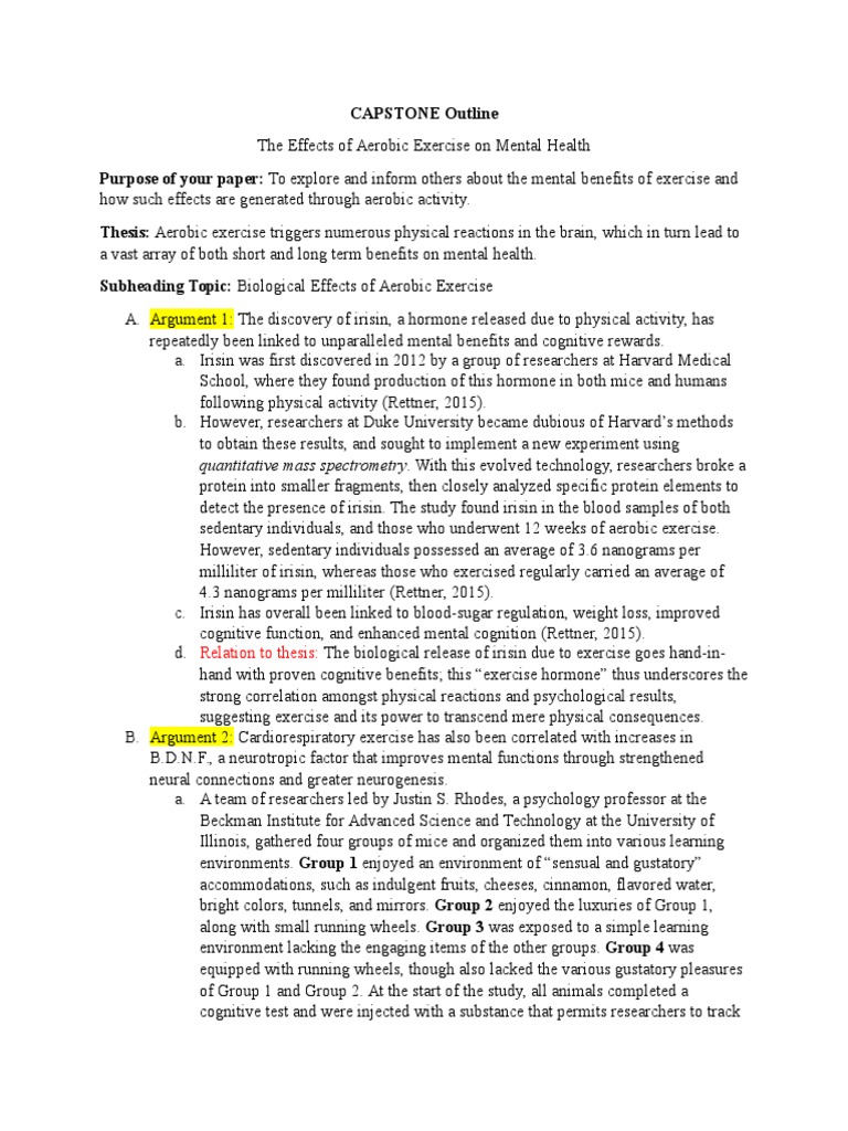 Capstone Outline PDF Physical Exercise Apolipoprotein E