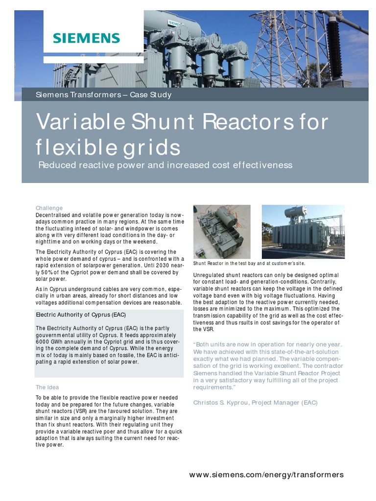 Variable Shunt Reactors Vsr Reactors And Inductors Abb