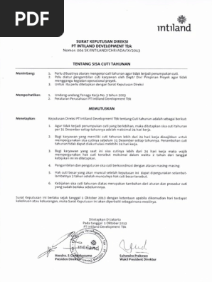 004 Surat Keputusan Direksi Tentang Sisa Cuti Tahunan