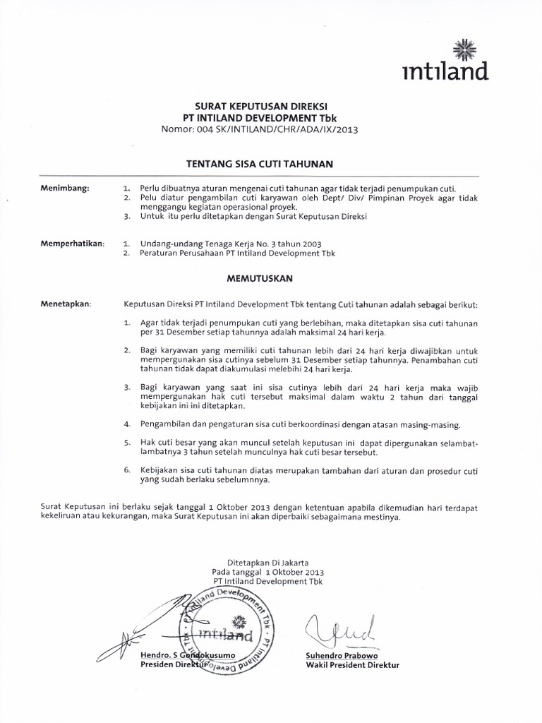 Contoh Surat Cuti Tahunan Karyawan Swasta Nusagates