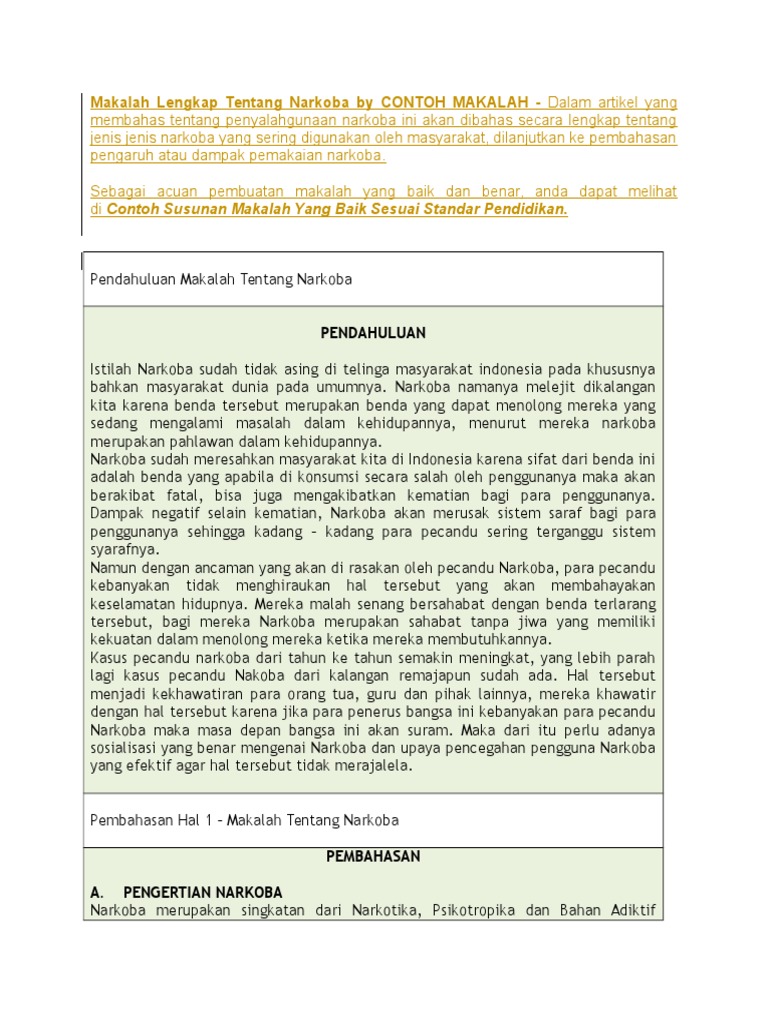Makalah Lengkap Tentang Narkoba