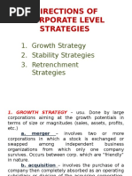 Directions of Corporate Level Strategies