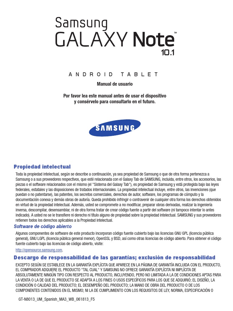 Generic GT-N8013 Galaxy Note JB Spanish User Manual MA3 F5 | PDF ...