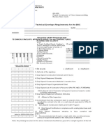Checklist of Technical Envelope Requirements for the BAC