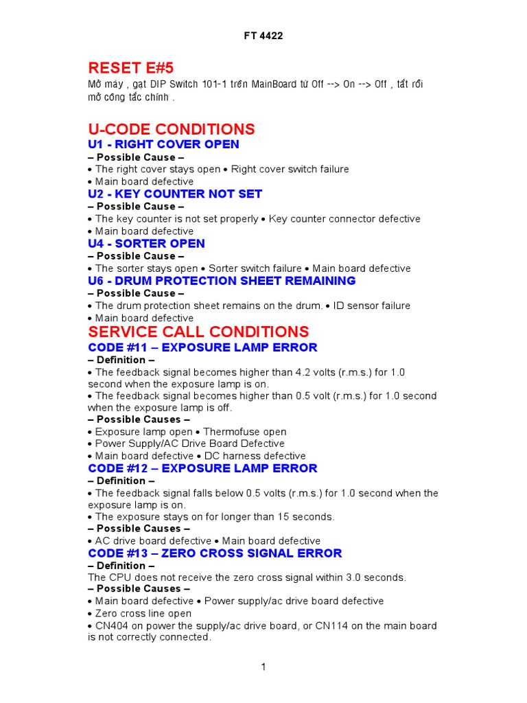 Reset E#5: U1 - Right Cover Open | PDF | Power Supply | Sensor