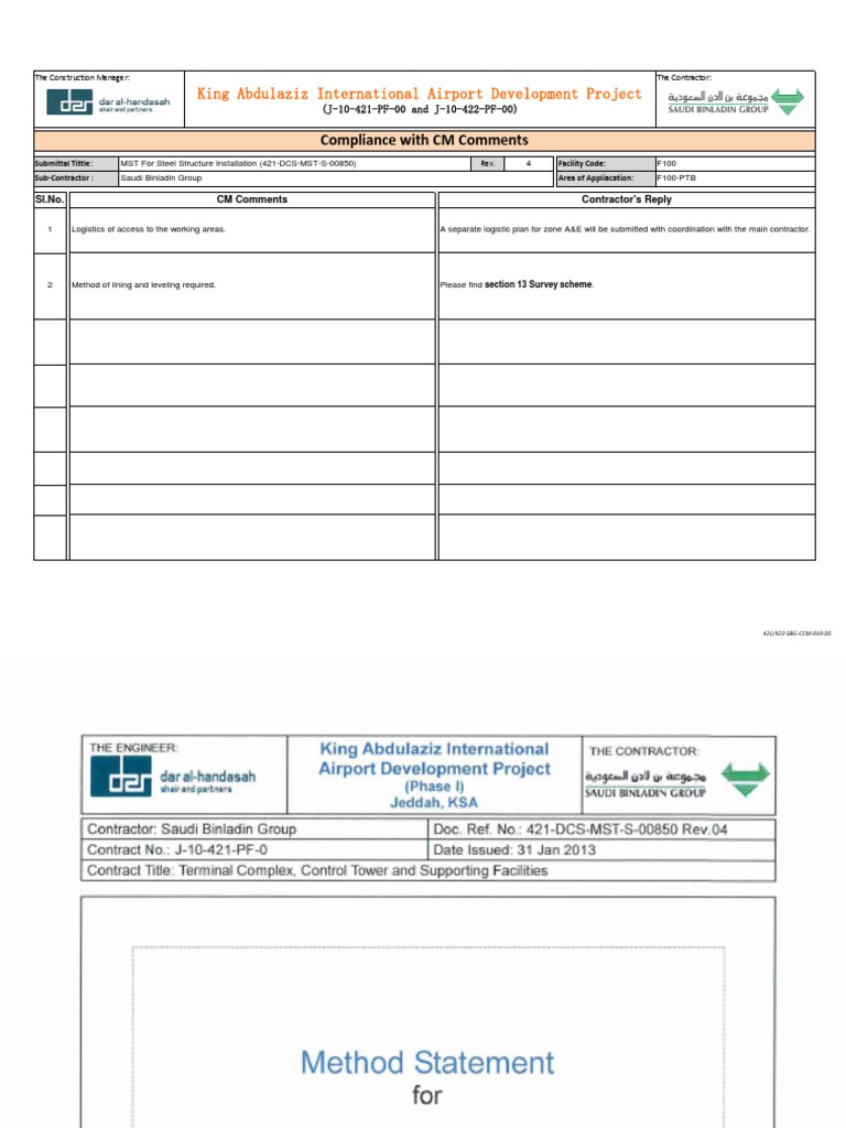Method Statement for Steel Structure Installation | PDF | Paint ...