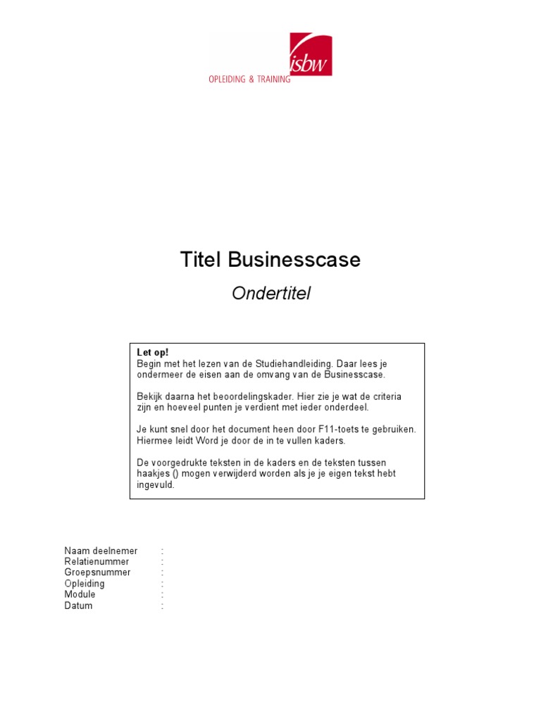 Format Business Case Pdf