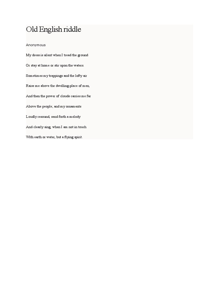 Enigmatic Old English Riddle | PDF
