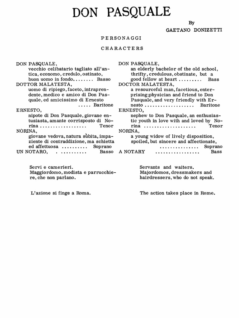 Donizetti - Don Pasquale - Vocal Score | PDF