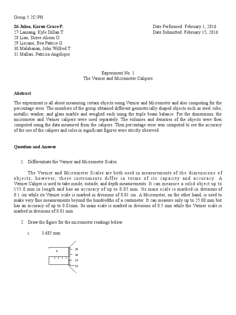 Formal Report Physics Experiment 1 PDF Scientific Observation