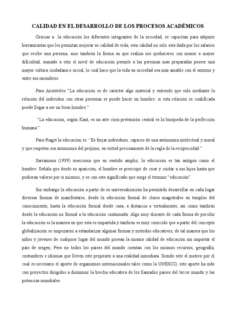 ARTICULO DE OPINIÓN EN CALIDAD DE LA EDUCACIÓN Planificación Sociedad
