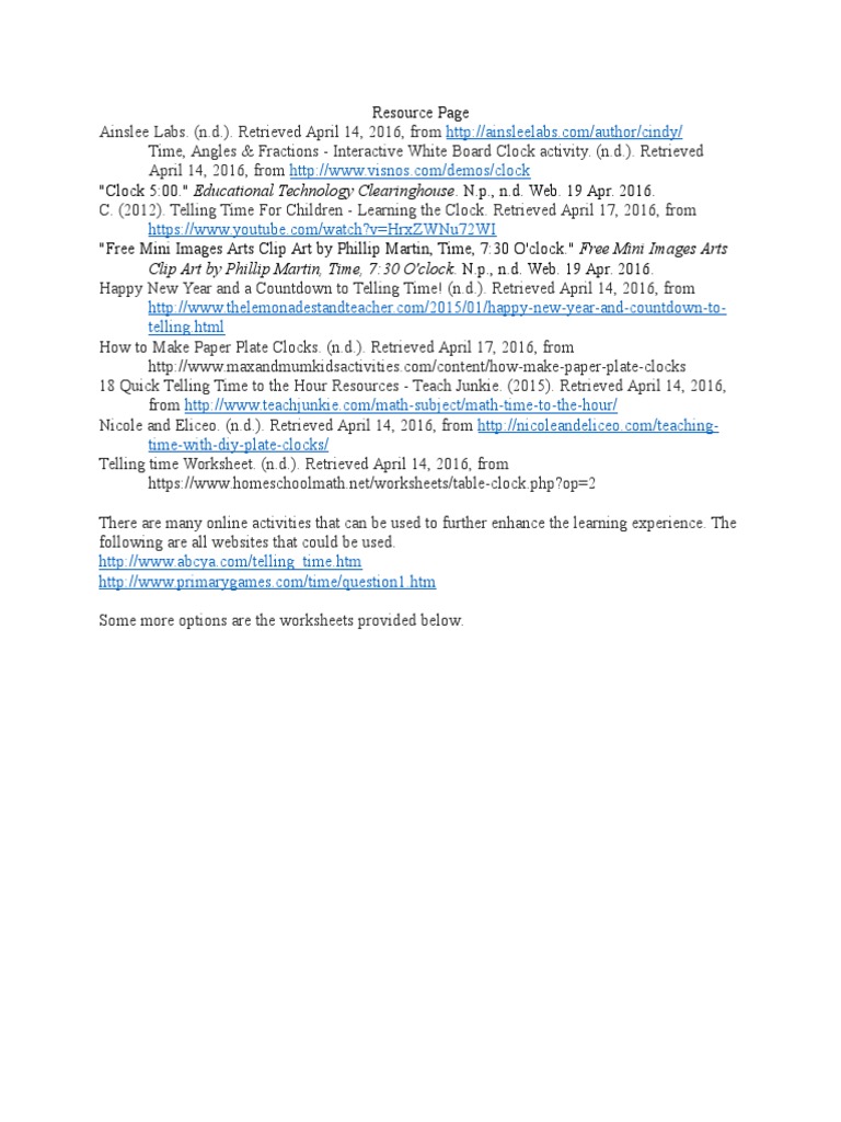 Telling Time Resources & Activities | PDF