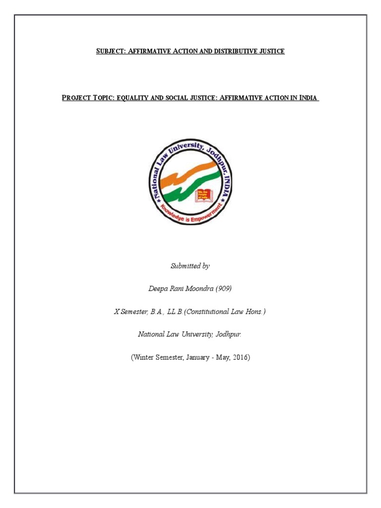 Social Justice and Equality Affirmative Action in India PDF