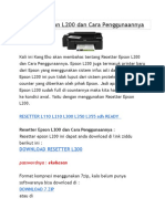 Resetter Epson L200 Dan Cara Penggunaannya