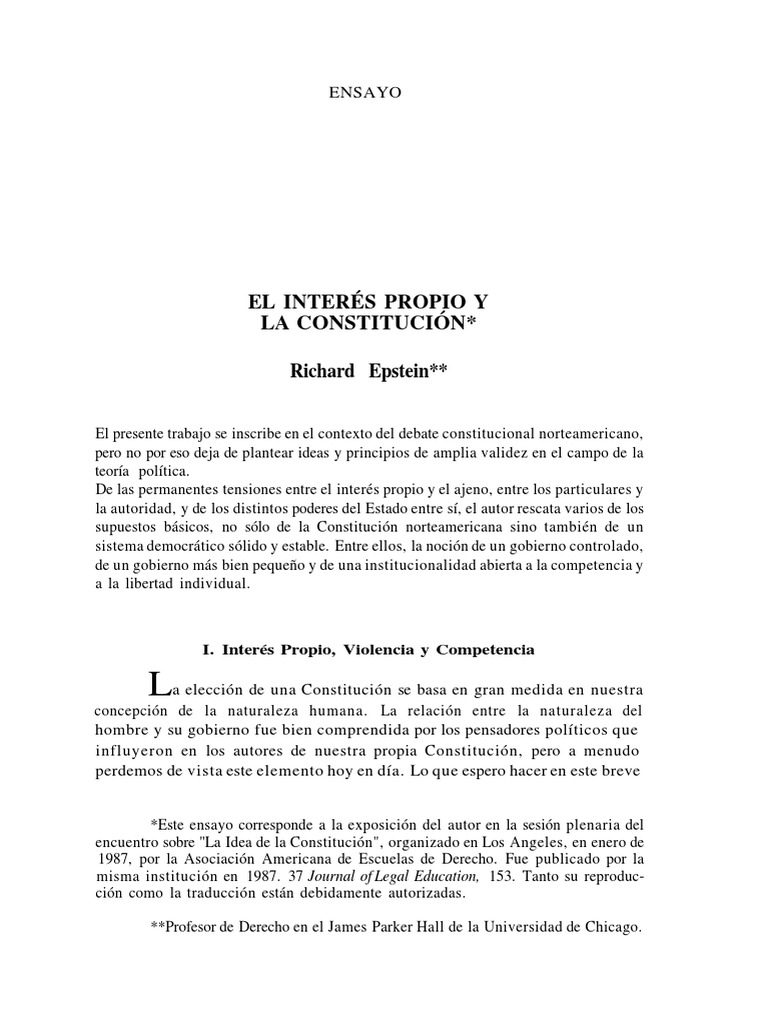 Interés Propio y Constitución Americana | PDF | Monopolio | Gobierno