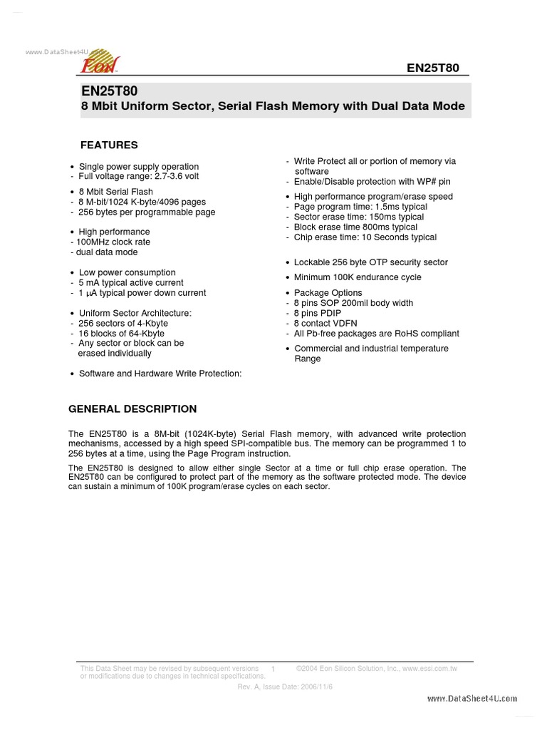 25T80 Flash Memory | PDF | Flash Memory | Instruction Set