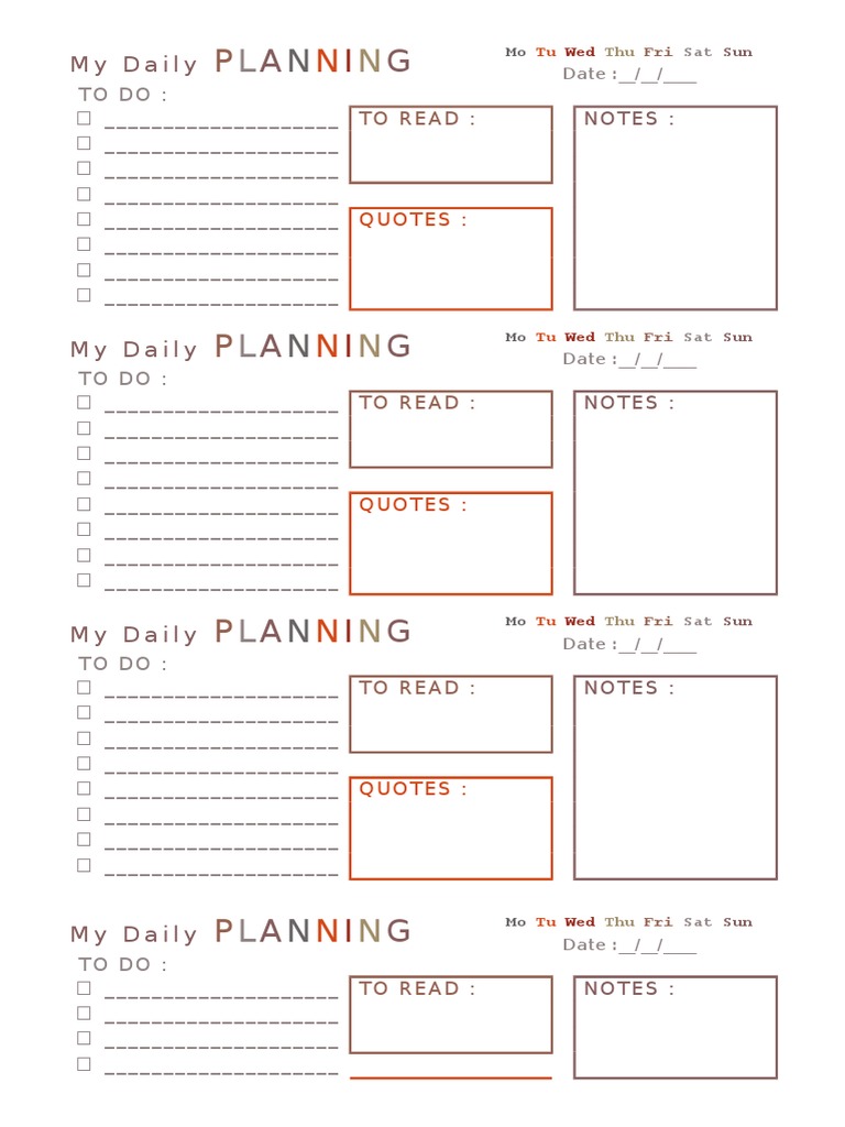 Daily Planning Template PDF | PDF | Career & Growth | Business