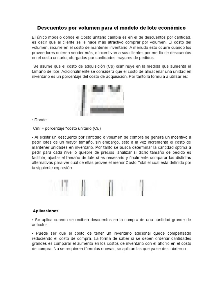 Descuentos Por Cantidad y Periodo Unico | PDF | Inventario | Business