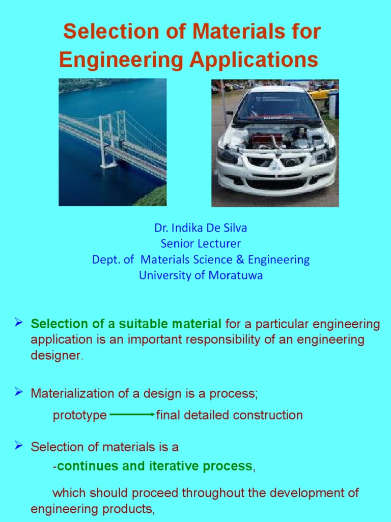 Selection of Materials For Engineering Applications | PDF 