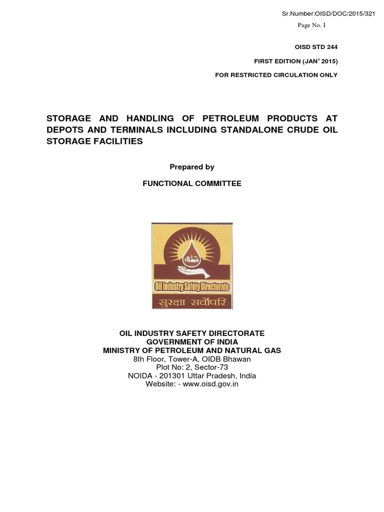 OISD STD 244: Petroleum Safety Standards | PDF | Oil Refinery | Petroleum