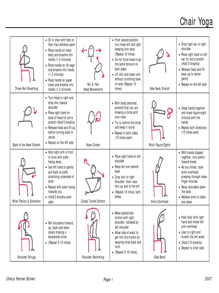 Chair Yoga PDF | PDF | Anatomical Terms Of Motion | Breathing for Free Printable Chair Yoga Exercises For Weight Loss